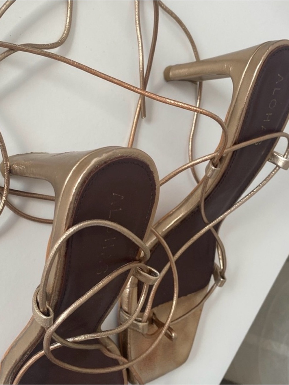 ALOHAS Metallic Bronze Bellini Lace Up Heels - Picture 2 of 7